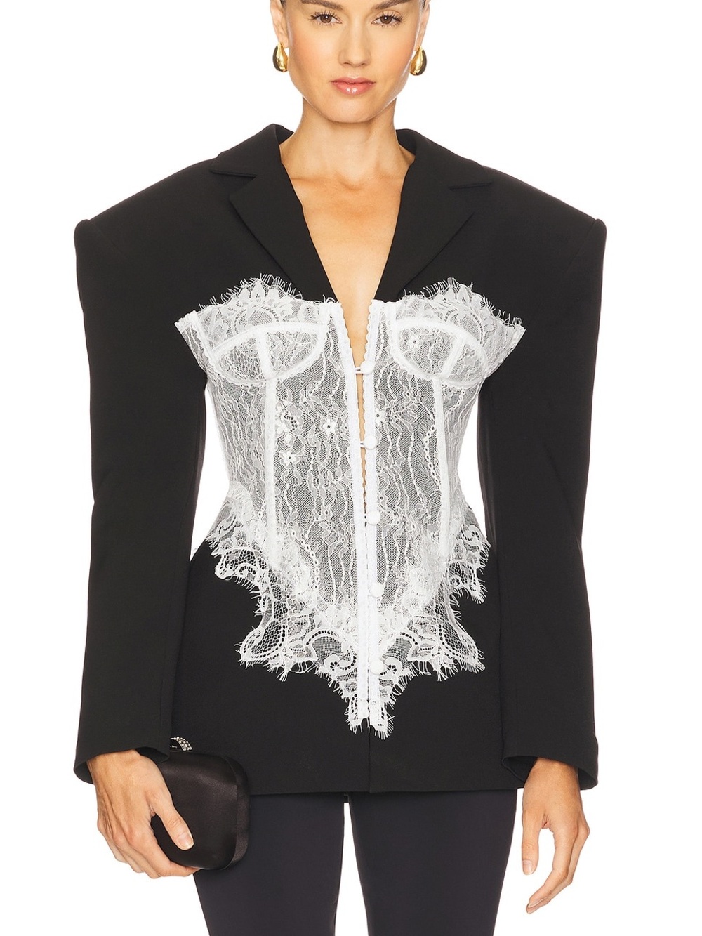 The Dolls House L’Ren Lace Corset Illusion Blazer Jacket Black NWT Size Small